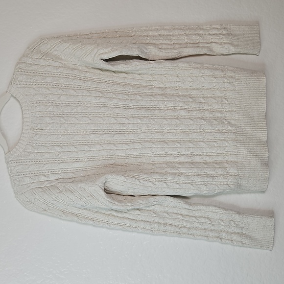 St. John's Bay Cable Knit Crewneck Sweater - Off-White - Picture 7 of 11